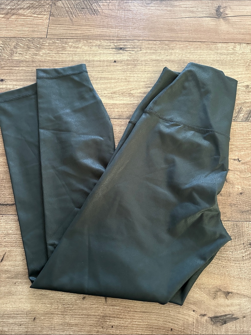 Faux Leather Leggings - dark green